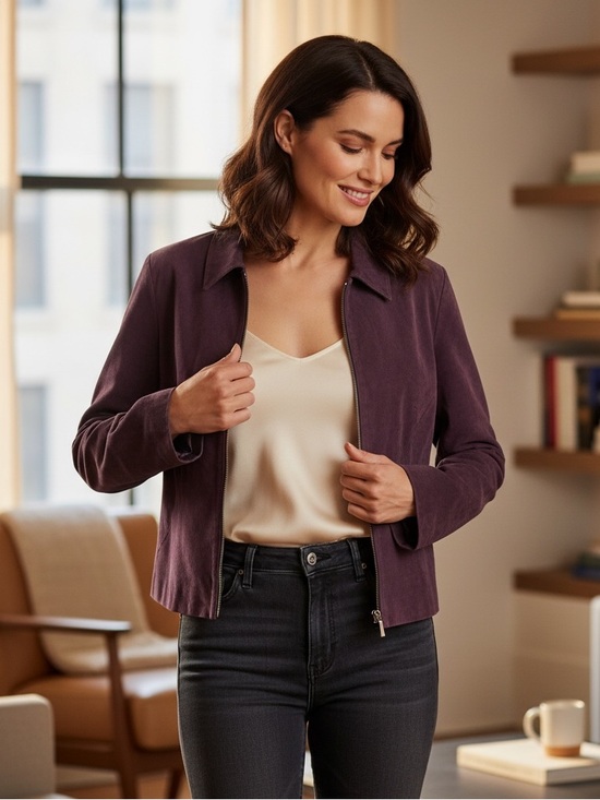 Clio Jackets & Blazers - Vintage Clio Women's Deep Purple Leather Jacket